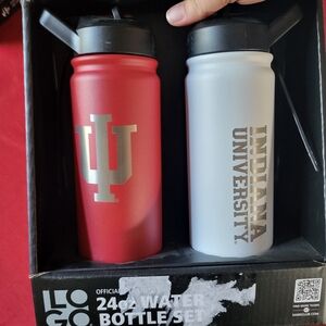 NEW Logo Brands Officially Licensed NCAA 24 oz. Water Bottle Set Indiana Univers